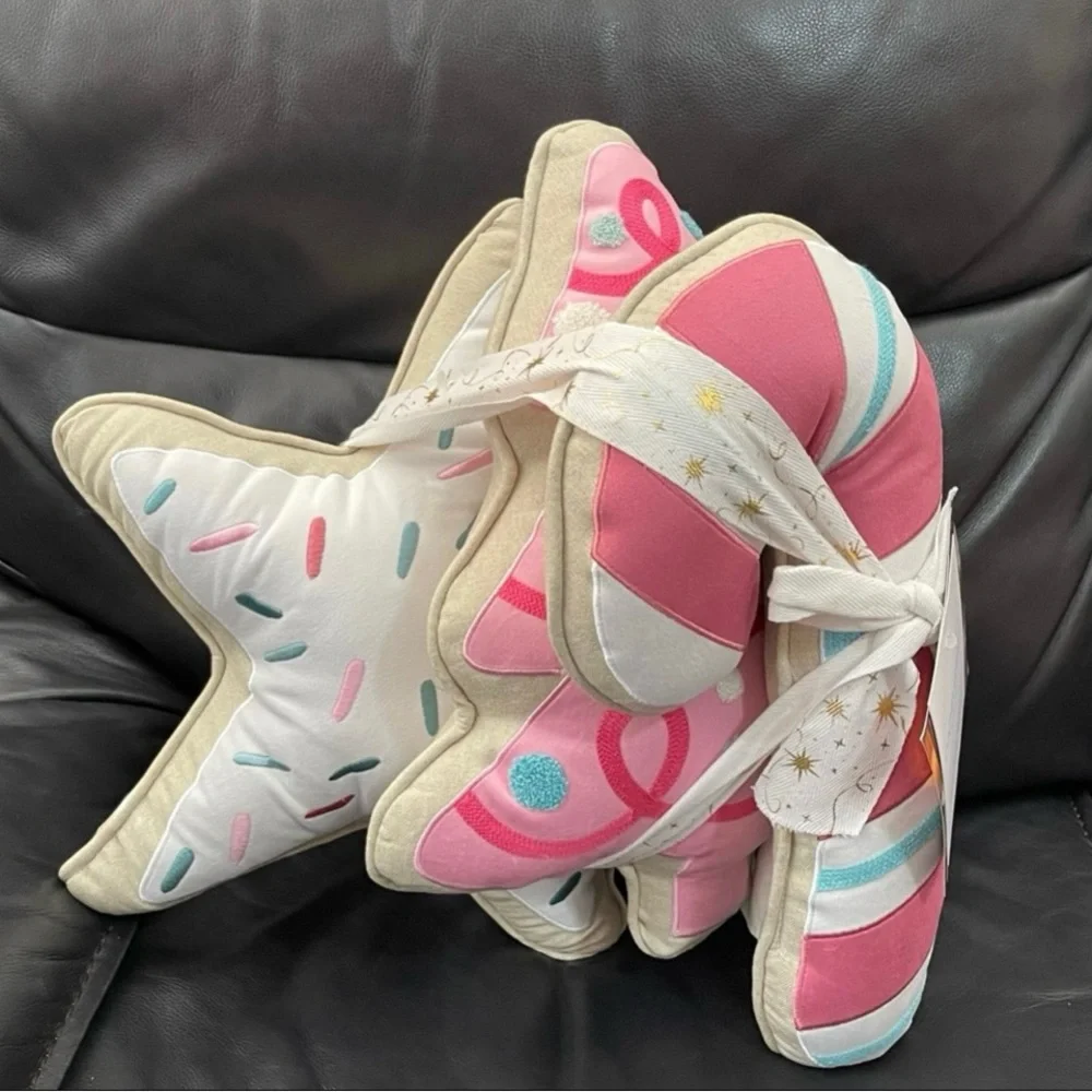 Cynthia Rowley Pink and White Star and Candy Cane Pillows